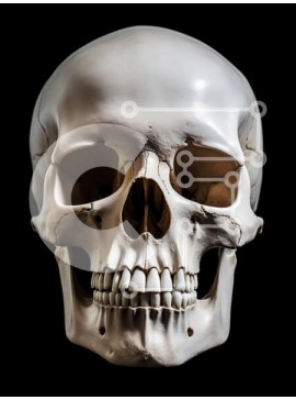 Intra Συλλεκτικό Ξύλινο Παζλ Plywood  4mm - Λεπτομερές ανθρώπινο κρανίο σε μαύρο φόντο Σε Ξύλινο Κουτί - Διαστάσεις Puzzle: 10x10 cm – 25 κομμάτια