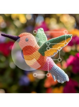 Intra Συλλεκτικό Ξύλινο Παζλ Plywood  4mm - Πολύχρωμο κροσέ κολίβριο Σε Ξύλινο Κουτί - Διαστάσεις: 10x10 cm – 25 κομμάτια