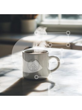 Σετ των 2 Intra Συλλεκτικό Ξύλινο Παζλ Plywood  4mm - Φλιτζάνι καφέ στον ατμό σε μαρμάρινο τραπέζι Σε Ξύλινο Κουτί - Διαστάσεις: 10x10 cm – 25 κομμάτια