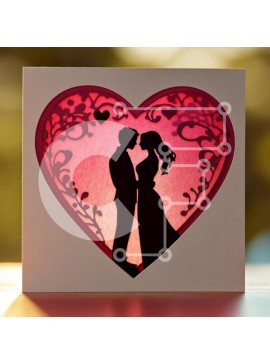 Intra Συλλεκτικό Ξύλινο Παζλ Plywood  4mm - Ρομαντική ευχετήρια κάρτα με σχέδιο καρδιάς Σε Ξύλινο Κουτί - Διαστάσεις Puzzle: 10x10 cm – 25 κομμάτια