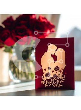 Intra Συλλεκτικό Ξύλινο Παζλ Plywood  4mm - Ρομαντική ευχετήρια κάρτα με τριαντάφυλλα Σε Ξύλινο Κουτί - Διαστάσεις Puzzle: 10x10 cm – 25 κομμάτια