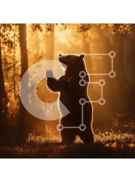 Intra Συλλεκτικό Ξύλινο Παζλ Plywood  4mm - Σιλουέτα αρκούδας στο ηλιοβασίλεμα στο δάσος Σε Ξύλινο Κουτί - Διαστάσεις: 10x10 cm – 25 κομμάτια