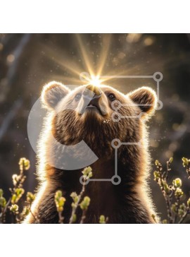 Intra Συλλεκτικό Ξύλινο Παζλ Plywood  4mm - Αρκούδα κάτω από το φως του ήλιου Σε Ξύλινο Κουτί - Διαστάσεις: 10x10 cm – 25 κομμάτια