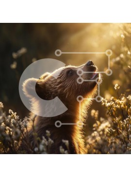 Intra Συλλεκτικό Ξύλινο Παζλ Plywood  4mm - Νεαρή αρκούδα κάτω από το μαλακό φως του ήλιου Σε Ξύλινο Κουτί - Διαστάσεις: 10x10 cm – 25 κομμάτια