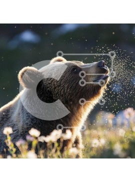 Intra Συλλεκτικό Ξύλινο Παζλ Plywood  4mm - Αρκούδα σε φυσικό βιότοπο με φως του ήλιου και λουλούδια Σε Ξύλινο Κουτί - Διαστάσεις: 10x10 cm – 25 κομμάτια