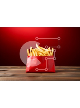 Σετ των 2 Intra Συλλεκτικό Ξύλινο Παζλ Plywood  4mm - Νόστιμες τηγανιτές πατάτες σε κόκκινο δοχείο Σε Ξύλινο Κουτί - Διαστάσεις: 10x10 cm – 25 κομμάτια