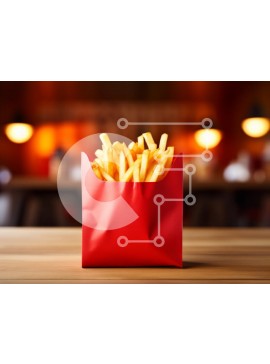 Σετ των 2 Intra Συλλεκτικό Ξύλινο Παζλ Plywood  4mm - Τραγανές τηγανιτές πατάτες σε κόκκινο δοχείο Σε Ξύλινο Κουτί - Διαστάσεις: 10x10 cm – 25 κομμάτια