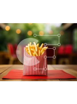 Σετ των 2 Intra Συλλεκτικό Ξύλινο Παζλ Plywood  4mm - Πατάτες τηγανιτές σε ριγέ σακούλα Σε Ξύλινο Κουτί - Διαστάσεις: 10x10 cm – 25 κομμάτια