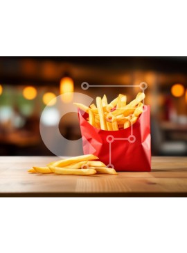 Σετ των 2 Intra Συλλεκτικό Ξύλινο Παζλ Plywood  4mm - Νόστιμες τηγανιτές πατάτες σε κόκκινο δοχείο Σε Ξύλινο Κουτί - Διαστάσεις: 10x10 cm – 25 κομμάτια