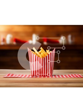 Σετ των 2 Intra Συλλεκτικό Ξύλινο Παζλ Plywood  4mm - Νόστιμες τηγανιτές πατάτες σε ριγέ δοχείο Σε Ξύλινο Κουτί - Διαστάσεις: 10x10 cm – 25 κομμάτια