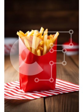 Σετ των 2 Intra Συλλεκτικό Ξύλινο Παζλ Plywood  4mm - Τραγανές τηγανιτές πατάτες σε κόκκινη σακούλα Σε Ξύλινο Κουτί - Διαστάσεις: 10x10 cm – 25 κομμάτια