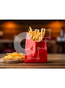 Σετ των 2 Intra Συλλεκτικό Ξύλινο Παζλ Plywood  4mm - Νόστιμες τηγανιτές πατάτες σε κόκκινο δοχείο Σε Ξύλινο Κουτί - Διαστάσεις: 10x10 cm – 25 κομμάτια