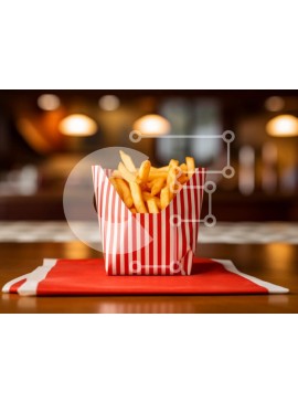 Σετ των 2 Intra Συλλεκτικό Ξύλινο Παζλ Plywood  4mm - Τραγανές τηγανιτές πατάτες σε ριγέ δοχείο Σε Ξύλινο Κουτί - Διαστάσεις: 10x10 cm – 25 κομμάτια