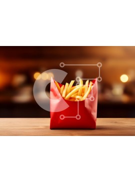 Σετ των 2 Intra Συλλεκτικό Ξύλινο Παζλ Plywood  4mm - Τραγανές τηγανιτές πατάτες σε κόκκινο δοχείο Σε Ξύλινο Κουτί - Διαστάσεις: 10x10 cm – 25 κομμάτια