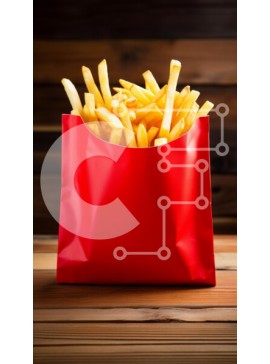 Intra Συλλεκτικό Ξύλινο Παζλ Plywood  4mm - Κόκκινη χάρτινη τσάντα με τηγανιτές πατάτες Σε Ξύλινο Κουτί - Διαστάσεις: 10x10 cm – 25 κομμάτια