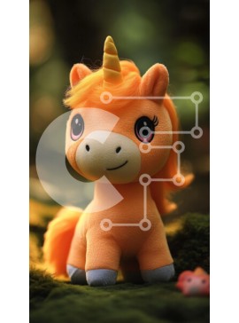 Intra Συλλεκτικό Ξύλινο Παζλ Plywood  4mm - Χαριτωμένο βελούδινο πορτοκαλί μονόκερο παιχνίδι Σε Ξύλινο Κουτί - Διαστάσεις: 10x10 cm – 25 κομμάτια