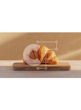 Σετ των 2 Intra Συλλεκτικό Ξύλινο Παζλ Plywood  4mm - Φρεσκοψημένο κρουασάν σε ξύλινη σανίδα κοπής Σε Ξύλινο Κουτί - Διαστάσεις: 10x10 cm – 25 κομμάτια