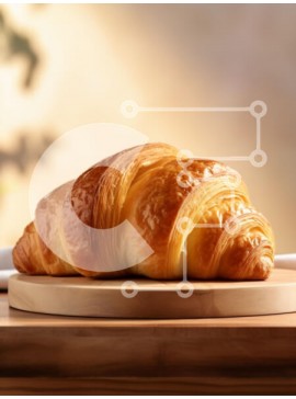 Σετ των 2 Intra Συλλεκτικό Ξύλινο Παζλ Plywood  4mm - Φρεσκοψημένο κρουασάν σε ξύλινη σανίδα Σε Ξύλινο Κουτί - Διαστάσεις: 10x10 cm – 25 κομμάτια