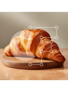 Σετ των 2 Intra Συλλεκτικό Ξύλινο Παζλ Plywood  4mm - Φρεσκοψημένο κρουασάν σε ξύλινη σανίδα Σε Ξύλινο Κουτί - Διαστάσεις: 10x10 cm – 25 κομμάτια