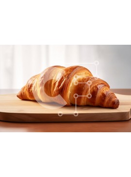 Σετ των 2 Intra Συλλεκτικό Ξύλινο Παζλ Plywood  4mm - Φρεσκοψημένο κρουασάν σε ξύλινη σανίδα Σε Ξύλινο Κουτί - Διαστάσεις: 10x10 cm – 25 κομμάτια