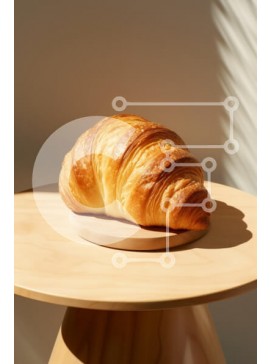 Σετ των 2 Intra Συλλεκτικό Ξύλινο Παζλ Plywood  4mm - Φρέσκο ​​κρουασάν σε ξύλινο τραπέζι Σε Ξύλινο Κουτί - Διαστάσεις: 10x10 cm – 25 κομμάτια