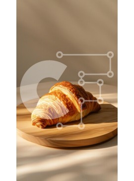 Intra Συλλεκτικό Ξύλινο Παζλ Plywood  4mm - Φρεσκοψημένο κρουασάν σε ξύλινη σανίδα Σε Ξύλινο Κουτί - Διαστάσεις: 10x10 cm – 25 κομμάτια