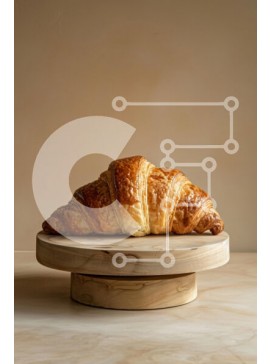 Σετ των 2 Intra Συλλεκτικό Ξύλινο Παζλ Plywood  4mm - Φρεσκοψημένο κρουασάν σε ξύλινο βάθρο Σε Ξύλινο Κουτί - Διαστάσεις: 10x10 cm – 25 κομμάτια