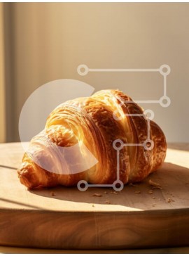 Σετ των 2 Intra Συλλεκτικό Ξύλινο Παζλ Plywood  4mm - Φρεσκοψημένο κρουασάν σε ξύλινη σανίδα Σε Ξύλινο Κουτί - Διαστάσεις: 10x10 cm – 25 κομμάτια