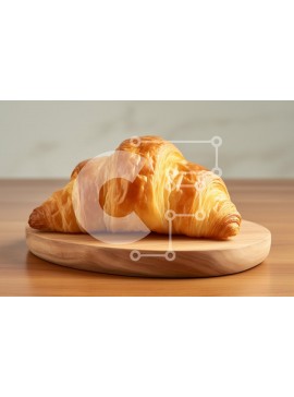 Σετ των 2 Intra Συλλεκτικό Ξύλινο Παζλ Plywood  4mm - Νόστιμο κρουασάν σε ξύλινη σανίδα Σε Ξύλινο Κουτί - Διαστάσεις: 10x10 cm – 25 κομμάτια