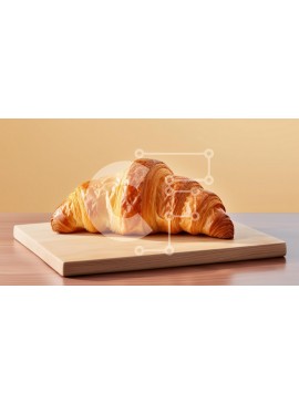 Σετ των 2 Intra Συλλεκτικό Ξύλινο Παζλ Plywood  4mm - Φρεσκοψημένο κρουασάν σε ξύλινη σανίδα κοπής Σε Ξύλινο Κουτί - Διαστάσεις: 10x10 cm – 25 κομμάτια