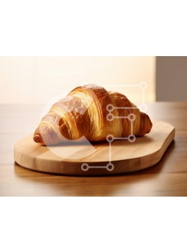 Σετ των 2 Intra Συλλεκτικό Ξύλινο Παζλ Plywood  4mm - Φρεσκοψημένο κρουασάν σε ξύλινη σανίδα Σε Ξύλινο Κουτί - Διαστάσεις: 10x10 cm – 25 κομμάτια