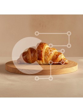 Σετ των 2 Intra Συλλεκτικό Ξύλινο Παζλ Plywood  4mm - Φρεσκοψημένο κρουασάν σε ξύλινη σανίδα Σε Ξύλινο Κουτί - Διαστάσεις: 10x10 cm – 25 κομμάτια