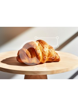 Σετ των 2 Intra Συλλεκτικό Ξύλινο Παζλ Plywood  4mm - Φρεσκοψημένο κρουασάν σε ξύλινο τραπέζι Σε Ξύλινο Κουτί - Διαστάσεις: 10x10 cm – 25 κομμάτια