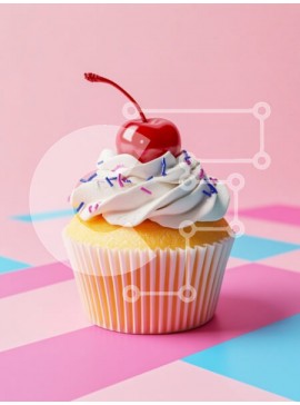 Σετ των 2 Intra Συλλεκτικό Ξύλινο Παζλ Plywood  4mm - Πολύχρωμο Cupcake με Κεράσι από πάνω Σε Ξύλινο Κουτί - Διαστάσεις: 10x10 cm – 25 κομμάτια