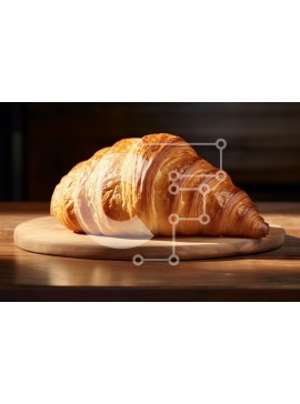 Σετ των 2 Intra Συλλεκτικό Ξύλινο Παζλ Plywood  4mm - Φρεσκοψημένο κρουασάν σε ξύλινη σανίδα Σε Ξύλινο Κουτί - Διαστάσεις: 10x10 cm – 25 κομμάτια