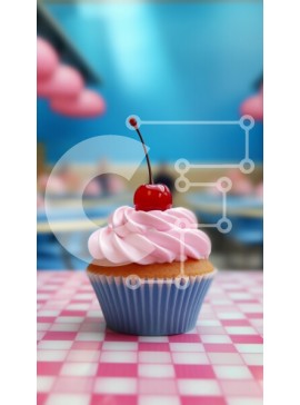 Intra Συλλεκτικό Ξύλινο Παζλ Plywood  4mm - Cupcake με Pink Frosting και Cherry Σε Ξύλινο Κουτί - Διαστάσεις: 10x10 cm – 25 κομμάτια