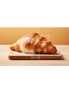 Σετ των 2 Intra Συλλεκτικό Ξύλινο Παζλ Plywood  4mm - Φρεσκοψημένο κρουασάν σε ξύλινη σανίδα κοπής Σε Ξύλινο Κουτί - Διαστάσεις: 10x10 cm – 25 κομμάτια