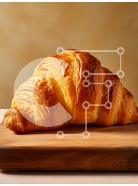 Σετ των 2 Intra Συλλεκτικό Ξύλινο Παζλ Plywood  4mm - Φρεσκοψημένο κρουασάν σε ξύλινη σανίδα Σε Ξύλινο Κουτί - Διαστάσεις: 10x10 cm – 25 κομμάτια