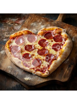 Σετ των 2 Intra Συλλεκτικό Ξύλινο Παζλ Plywood  4mm - Πίτσα Pepperoni σε σχήμα καρδιάς Σε Ξύλινο Κουτί - Διαστάσεις: 10x10 cm – 25 κομμάτια