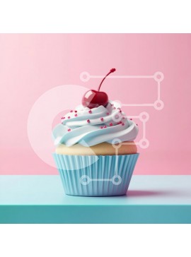 Σετ των 2 Intra Συλλεκτικό Ξύλινο Παζλ Plywood  4mm - Cupcake με Blue Frosting και Cherry Σε Ξύλινο Κουτί - Διαστάσεις: 10x10 cm – 25 κομμάτια