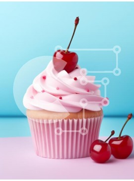 Σετ των 2 Intra Συλλεκτικό Ξύλινο Παζλ Plywood  4mm - Λαχταριστό cupcake με ροζ παγετό και κεράσια Σε Ξύλινο Κουτί - Διαστάσεις: 10x10 cm – 25 κομμάτια