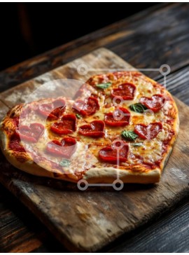 Σετ των 2 Intra Συλλεκτικό Ξύλινο Παζλ Plywood  4mm - Πίτσα σε σχήμα καρδιάς με πεπερόνι και βασιλικό Σε Ξύλινο Κουτί - Διαστάσεις: 10x10 cm – 25 κομμάτια