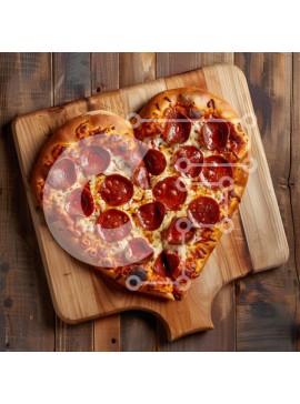 Σετ των 2 Intra Συλλεκτικό Ξύλινο Παζλ Plywood  4mm - Πίτσα Pepperoni σε σχήμα καρδιάς σε ξύλινη σανίδα Σε Ξύλινο Κουτί - Διαστάσεις: 10x10 cm – 25 κομμάτια