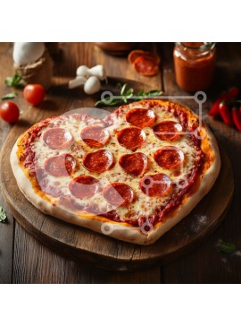 Σετ των 2 Intra Συλλεκτικό Ξύλινο Παζλ Plywood  4mm - Πίτσα Pepperoni σε σχήμα καρδιάς Σε Ξύλινο Κουτί - Διαστάσεις: 10x10 cm – 25 κομμάτια