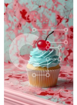 Σετ των 2 Intra Συλλεκτικό Ξύλινο Παζλ Plywood  4mm - Cupcake με Blue Frosting και Cherry Σε Ξύλινο Κουτί - Διαστάσεις: 10x10 cm – 25 κομμάτια