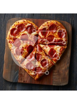 Σετ των 2 Intra Συλλεκτικό Ξύλινο Παζλ Plywood  4mm - Πίτσα Pepperoni σε σχήμα καρδιάς Σε Ξύλινο Κουτί - Διαστάσεις: 10x10 cm – 25 κομμάτια