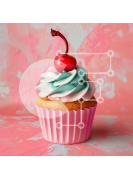 Σετ των 2 Intra Συλλεκτικό Ξύλινο Παζλ Plywood  4mm - Πολύχρωμο Cupcake με κεράσι Σε Ξύλινο Κουτί - Διαστάσεις: 10x10 cm – 25 κομμάτια