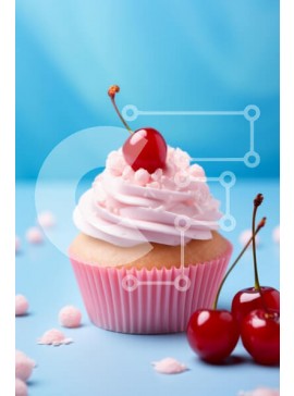 Σετ των 2 Intra Συλλεκτικό Ξύλινο Παζλ Plywood  4mm - Λαχταριστό cupcake με κεράσι από πάνω Σε Ξύλινο Κουτί - Διαστάσεις: 10x10 cm – 25 κομμάτια