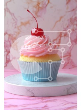 Σετ των 2 Intra Συλλεκτικό Ξύλινο Παζλ Plywood  4mm - Νόστιμο Cupcake Pink Frosted με Κεράσι Σε Ξύλινο Κουτί - Διαστάσεις: 10x10 cm – 25 κομμάτια