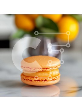 Σετ των 2 Intra Συλλεκτικό Ξύλινο Παζλ Plywood  4mm - Πορτοκαλί μακαρόν σε μαρμάρινη επιφάνεια με λεμόνια στο φόντο Σε Ξύλινο Κουτί - Διαστάσεις: 10x10 cm – 25 κομμάτια